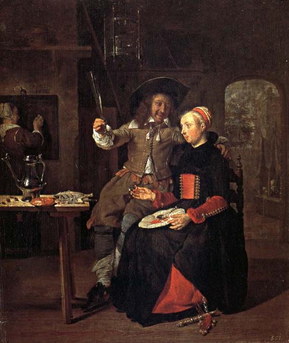 Gabriel Metsu Self-Portrait with his Wife Isabella de Wolff in an Inn oil painting picture